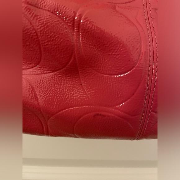 Coach Gallery Embossed Patent Leather Rose Pink Shoulder Bag Tote Purse - Picture 7 of 15